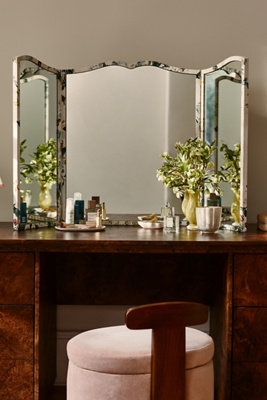 Fiona Printed Fabric Triptych Wall Mirror