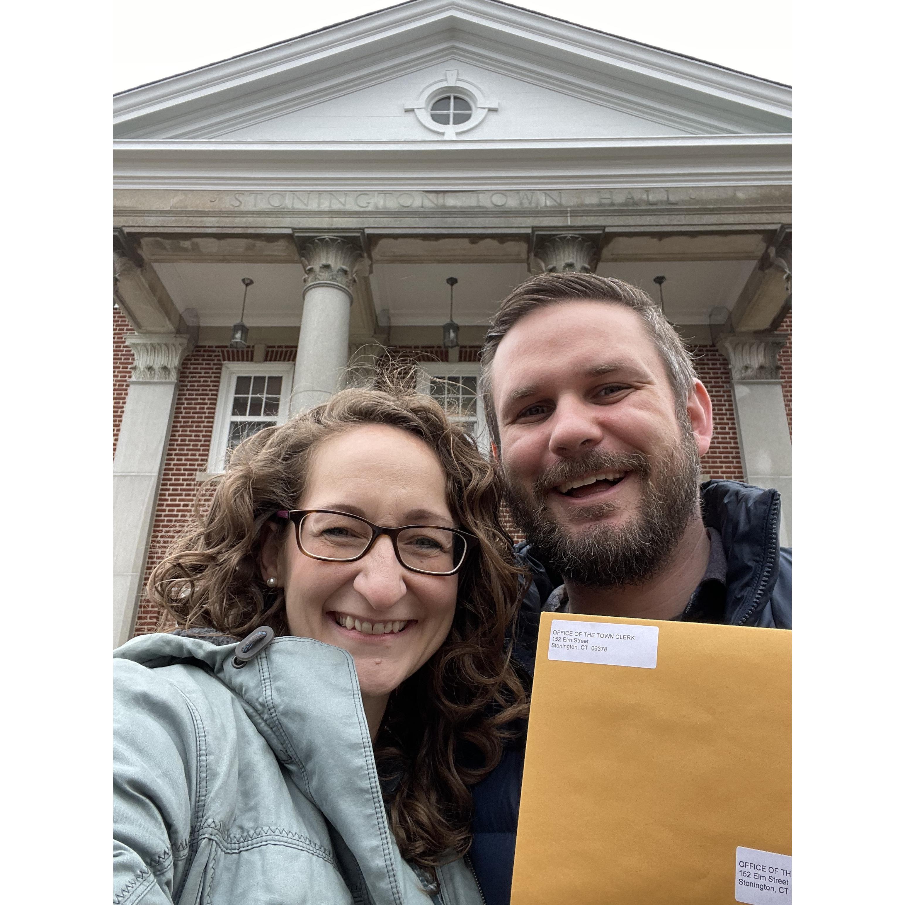 Getting our marriage license!