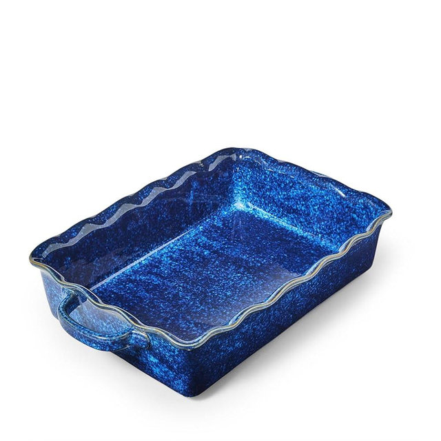 Sur La Table Wavy Rectangular Baker, 4.7 qt, Blue