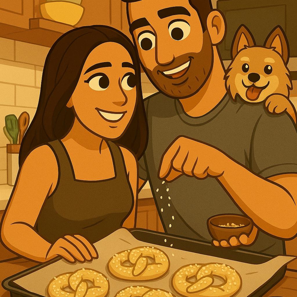 NO MATTER THE MEAL,
NO MATTER THE DAY,
COOKING TOGETHER
WAS THEIR FAVORITE WAY.
FOR EACH GREAT DISH,
THEY BOTH WOULD ALIGN-
THE SECRET WAS LOVE
AND MAYBE SOME WINE.