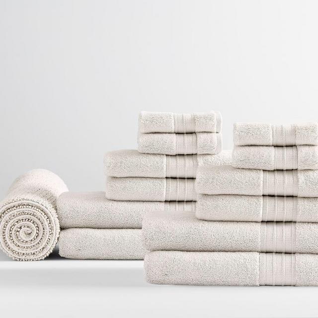 Heathered Oatmeal Hydrocotton Organic Bath/Hand/Washcloth/Bath Mat, Set of 13