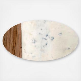 Oval Marble & Wood Cheeseboard