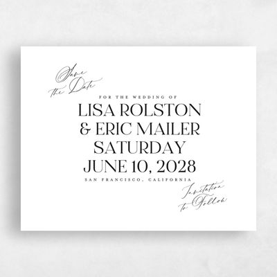 White Wedding Save the Date - Menton Landscape