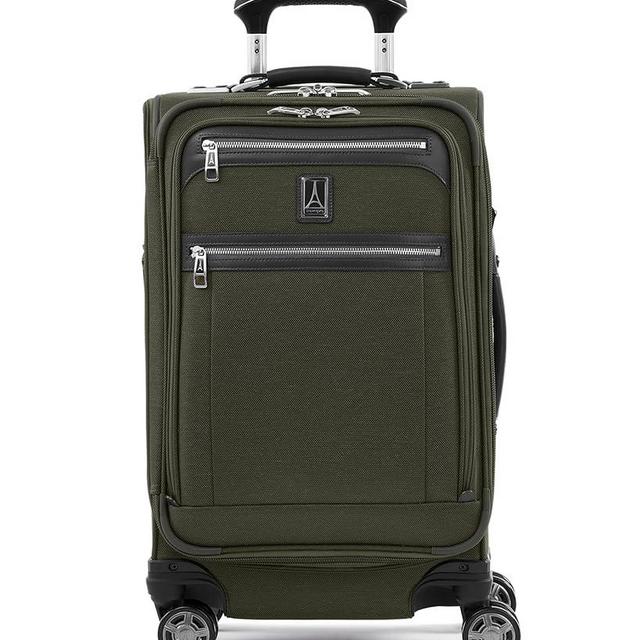 Travelpro Platinum Elite Softside Expandable Carry on Luggage, 8 Wheel Spinner Suitcase, USB Port, Suiter, Men and Women, Pilot Green, Carry On 21-Inch