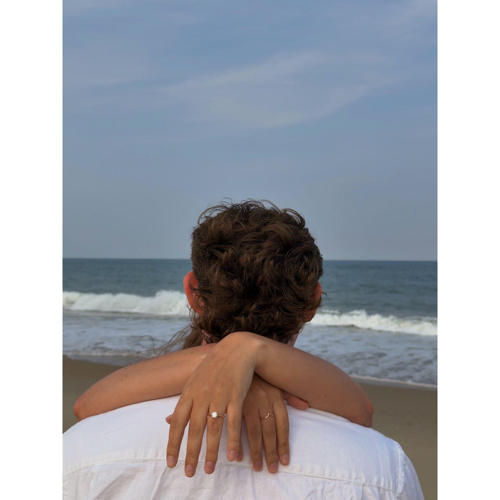 Engagement pictures during our trip to the Outer Banks in June 2025! We took these entirely ourselves!