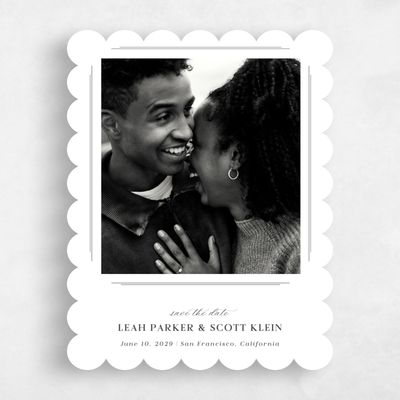 White Scalloped Wedding Save the Date - Artura Photo
