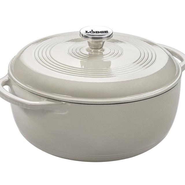 Lodge 6 Quart Enameled Cast Iron Dutch Oven. White Enamel Dutch Oven (Oyster White)