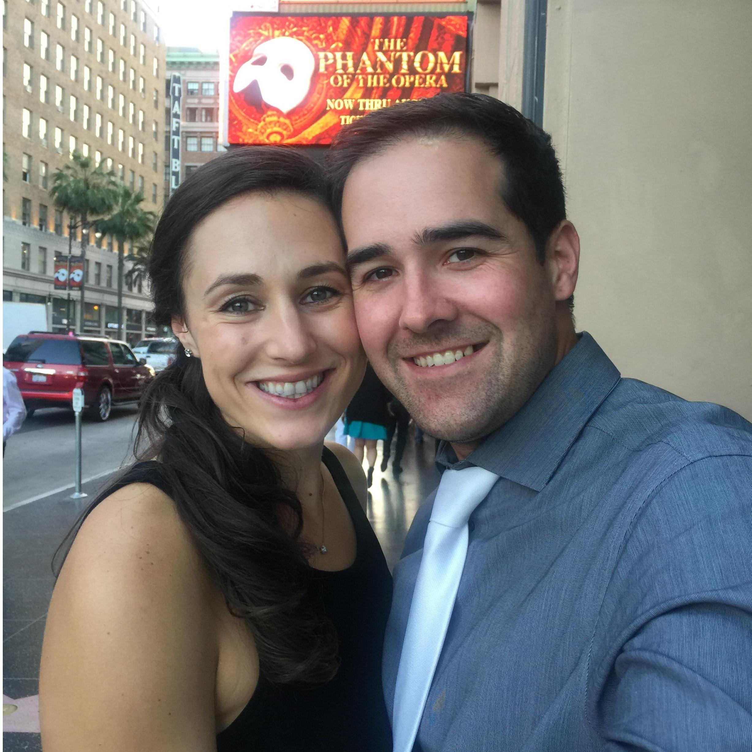 Our first play "The Phantom of the Opera" was at the Pantages Theatre in Hollywood! We have seen a few more plays since then and hope to see many more together! June 2015
