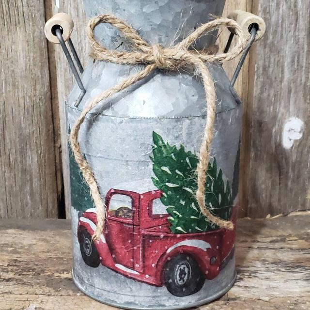 Farmhouse Truck, Rustic Farmhouse Truck, Farmhouse Jug, Truck, Jug, Red Truck, Christmas Jug, Christmas decor, Christmas Tree,