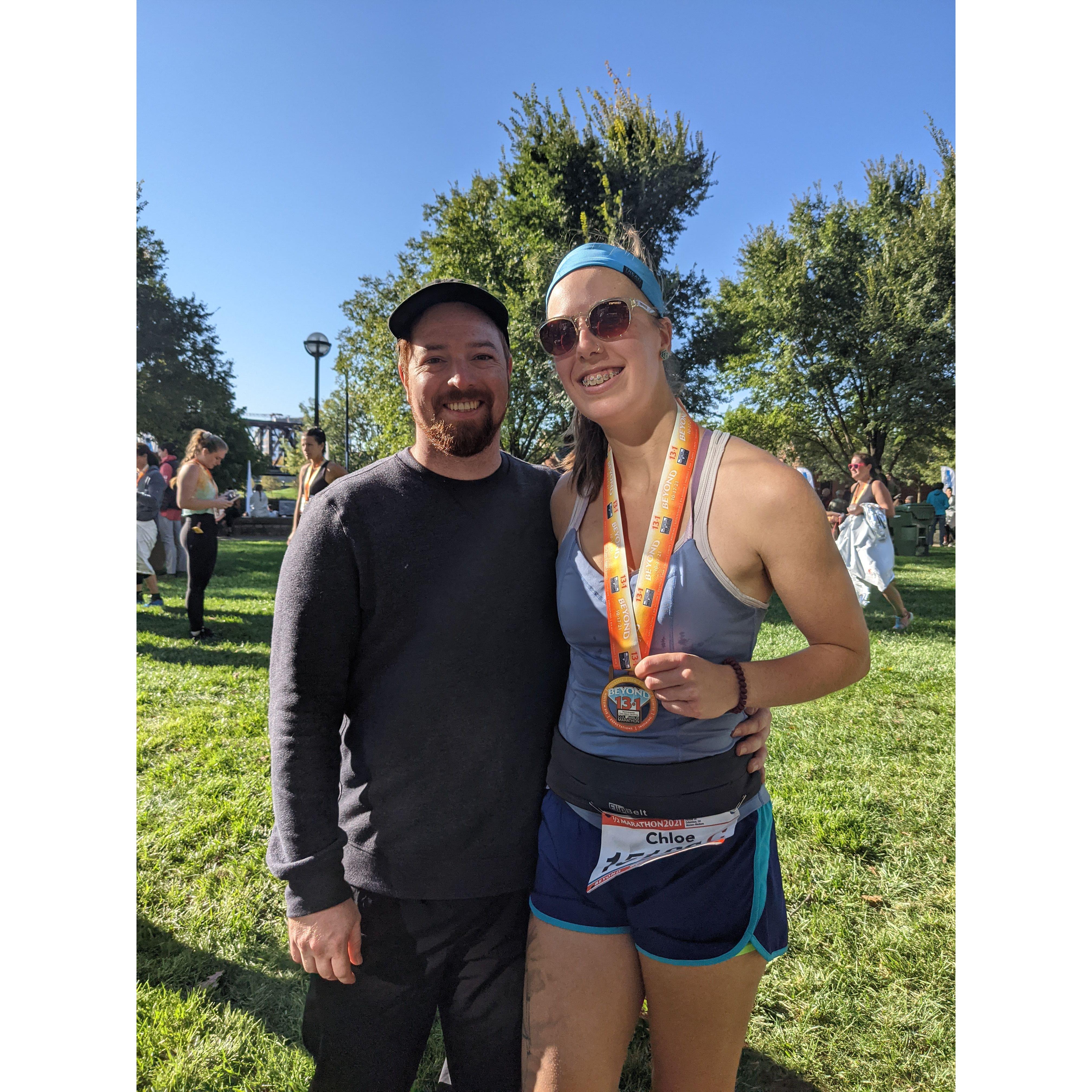 Eric supporting Chloe as he always does when she runs races, October 2021