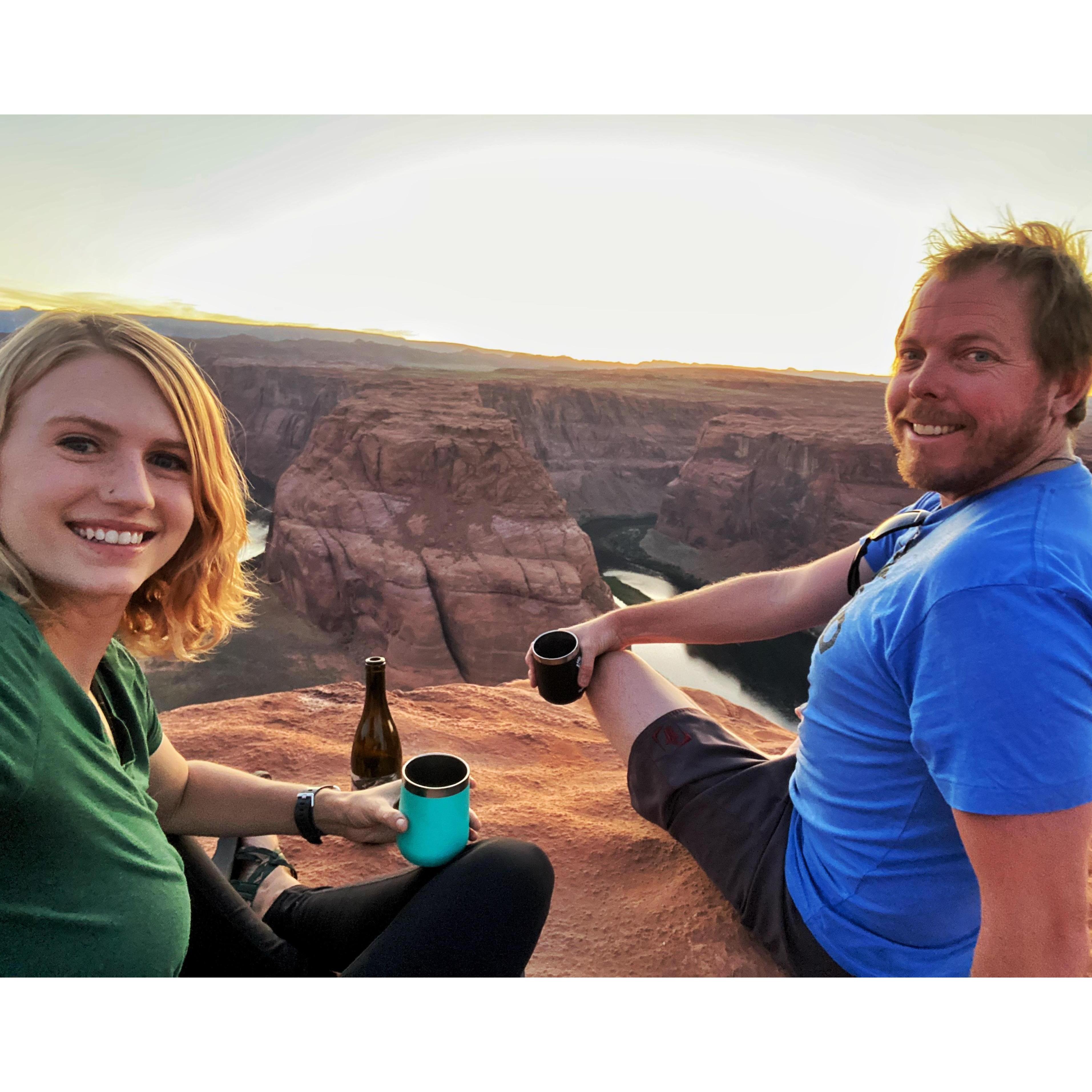 During COVID, we enjoyed lots of outdoor adventures. We visited Horseshoe Bend and were the ONLY ones there!