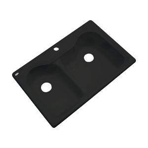 Dekor Buckingham 33-in x 22-in Black Double-Basin Acrylic Drop-In 1-Hole Residential Kitchen Sink