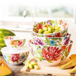 Member's Mark - Melamine 10-Piece Bowl Set with lids Floral Design
