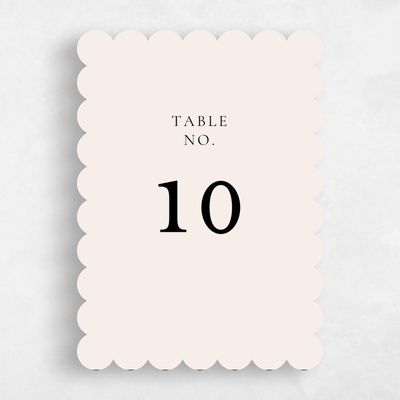 Beige Scalloped Wedding Table Number - Barnell