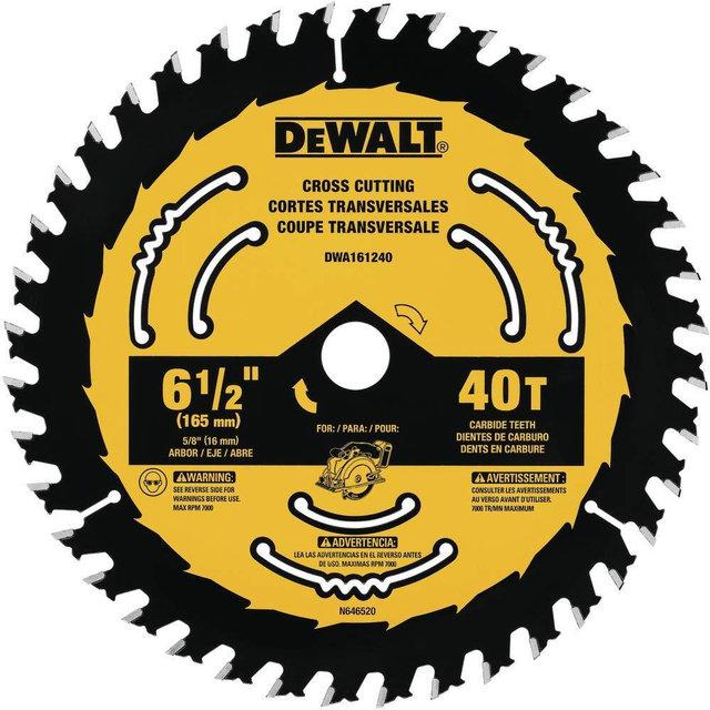 DEWALT DWA161240 6-1/2-Inch 40-Tooth Circular Saw Blade