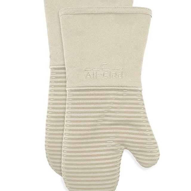 All-Clad Textiles Silicone Oven Mitt, 2 Pack, Almond, 2 Count