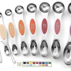 Desert Sunset Spring Chef Stainless Steel Metal Magnetic Measuring Spoons Set of 8 with Leveler, Heavy Duty Nesting Teaspoon & Tablespoon Measuring Spoons, Kitchen Gadgets for Baking & Cooking - Desert Sunset