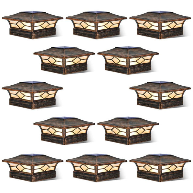 Solar Post Cap Lights Outdoor 12pack, Waterproof Solar Powered Deck Fence Post Lights for 4x4 Wood/Vinyl Posts, Solar Outdoor LED Light with Cool/Warm Lighting Decorate Garden Patio Porch…