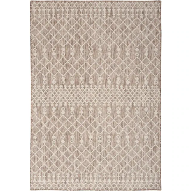 Nourison Positano Moroccan Trellis Flatweave Low Pile Indoor Outdoor Area Rug Beige 4' x 6'