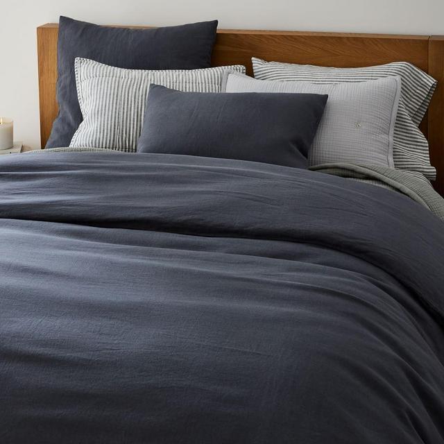 European Flax Linen Duvet, King/Cal. King, Graphite