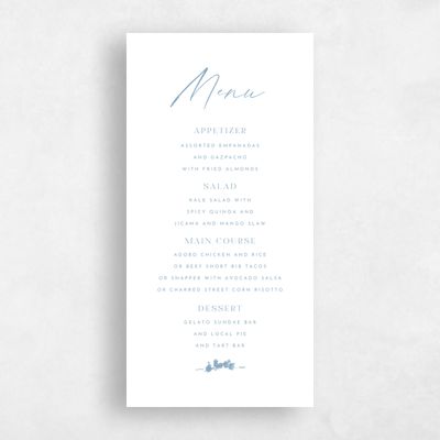 Dusty Blue Wedding Menu - Crispin
