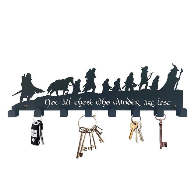 Xyverart Lord Middle-Earth Inspired Metal Key Hooks – The Rings Vintage Wall-Mounted Organizer with 8 Hooks | Rustic Home Decor for LOTR Fans & Hobbit-Inspired Spaces