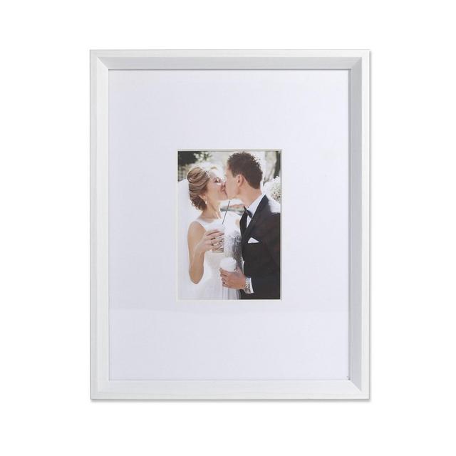 Lawrence Frames Wide Border Matted Frame - Gallery White 11" x 14" - 5" x 7"