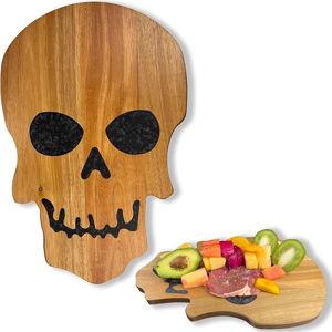Acacia Wood Cutting Board With Resin Halloween Skull Pattern Halloween Decoration Food Pan for Kitchen Meal Prep Serving Tray Versatile Cheese & Charcuterie Board for Meat Vegetable Gift