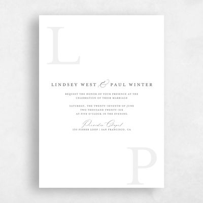 White Elegant Wedding Invitation - Richmond Portrait