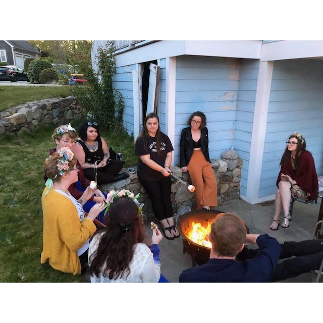 Hang out after wedding party around the fire