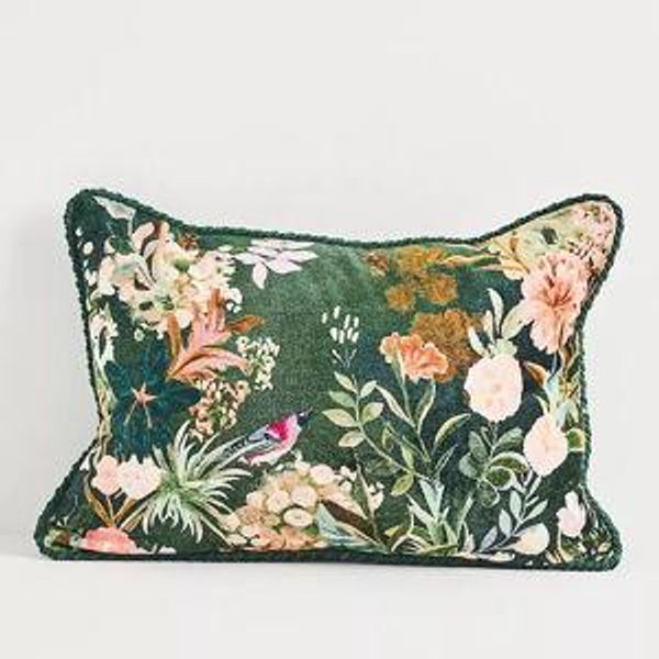 Velvet Tapestry Pillow - Francois Verte, 14" X 20"