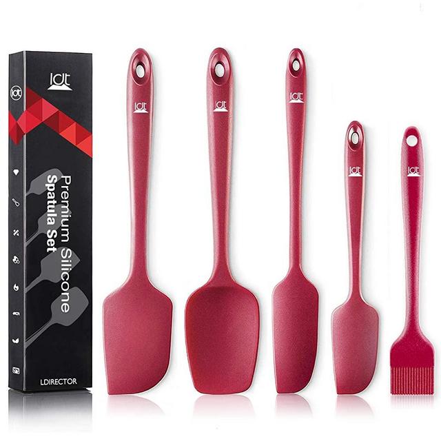 Spatula Silicone Spatula Set Spatulas Silicone Heat Resistant 500°F Rubber Spatula Seamless One Piece Non-Stick 5-Piece For Cooking Baking Mixing