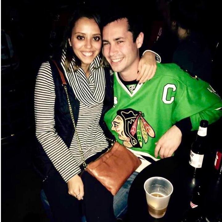 Celebrating the Blackhawks losing to the Blue Jackets (Tommy was not thrilled) on our 4th date.
