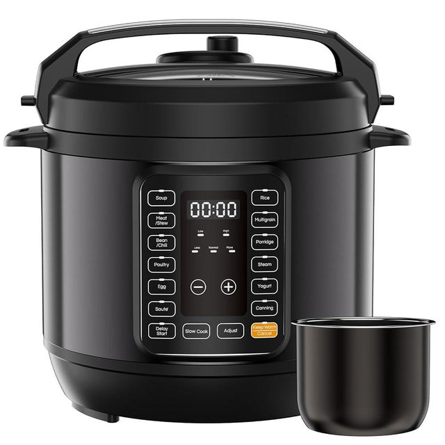DUMOS 16-in-1 Electric Pressure Cooker, 6QT Programmable Multi Cooker with 12 One-Touch Presets, Soup Steam Yogurt and More, Ceramic Inner Pot Delay Start & Keep Warm, Includes Recipe Guide, Black
