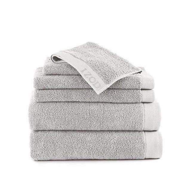 CLASSIC EGYPTIAN COTTON 6 PIECE TOWEL SET BY IZOD - 2 Bath Towels, 2 Hand Towels, 2 Wash Cloths - Premium, Soft, Absorbent - Sport, Home - Machine Washable - Pompei Red