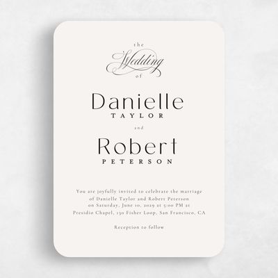 Beige Rounded Wedding Invitation - Sydney Portrait