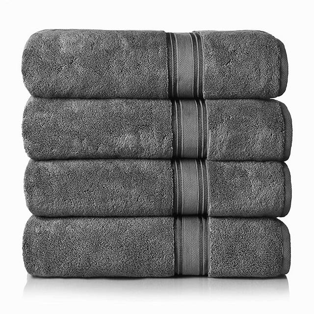 Bath Sheets - 100% Cotton Extra Large Bath Towels, 4 Piece Bath Sheet Set, Zero Twist, Quick Dry, Super Soft Shower Towels, Highly Absorbent Bathroom Towels, Hotel Spa Quality, 35 x 66 inch - Grey