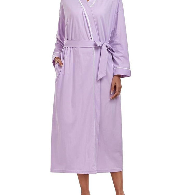 EA'S SECRET 100% Cotton Robes for Women Lightweight Long Kimono Bathrobe Soft Ladies Loungewear with Pockets