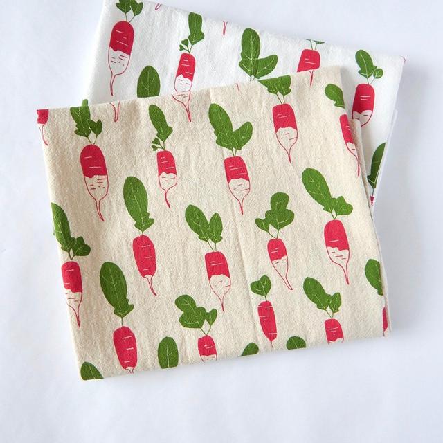 Kitchen Towel, Hand Printed, Radishes,...