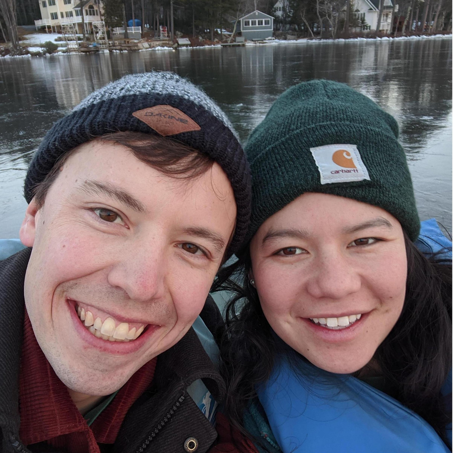 Look at these doofuses, canoeing on Lake Winnipesaukee at Christmas time.