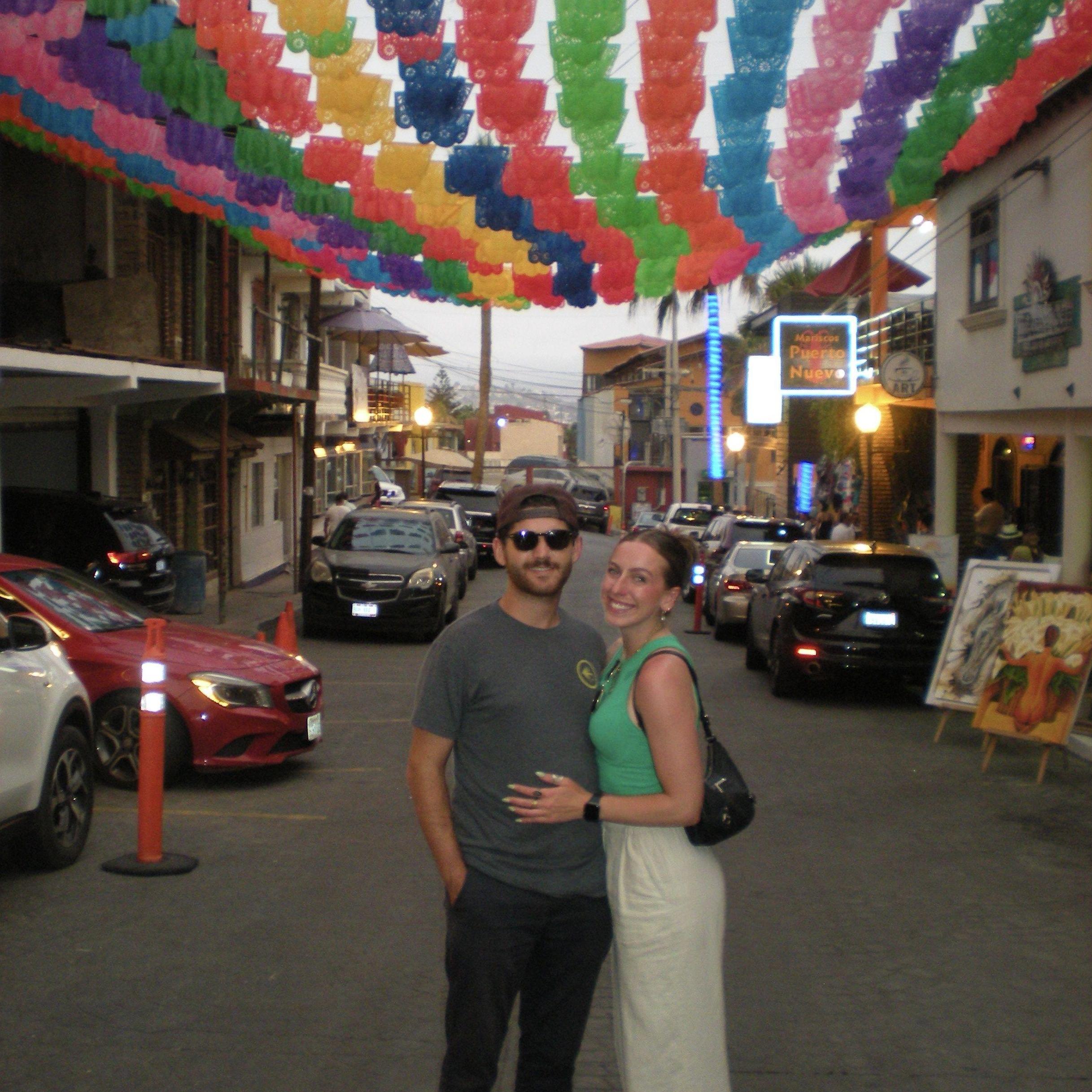 Outside our favorite lobster spot in Puerto Nuevo, Mexico
