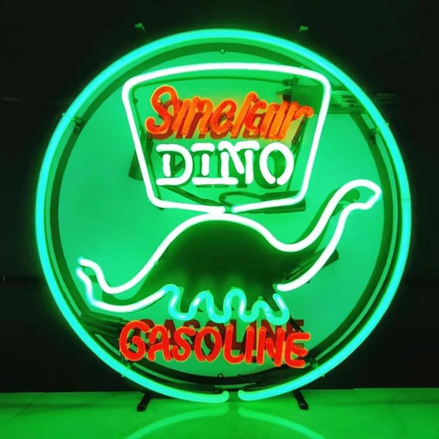 Neon Signs Beer Bar Club Compatible For Sinclair Dinosaur Beer Sign Glass Gasoline Neon Signs for Office Hotel Pub Cafe Man Cave Art Wall Lights 24 X 20 - Inches