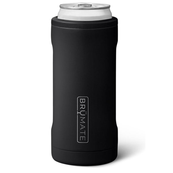 BrüMate Hopsulator Slim Can Cooler Insulated for 12oz Slim Cans | Skinny Can Insulated Stainless Steel Drink Holder for Hard Seltzer, Beer, Soda, and Energy Drinks (Matte Black)