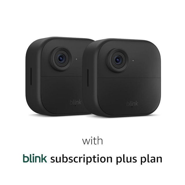 Free Blink Outdoor 2 camera system (4th Gen) With 1-Year Subscription – Wire-free smart security camera, two-year battery life, HD live view, person detection, Works with Alexa