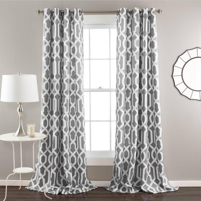 52"x84" Set of 2 Edward Room Darkening Window Curtain Panel Gray - Lush Décor