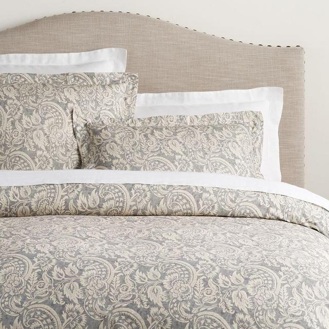 Alessandra Organic Percale Duvet Cover, King/Cal. King, Gray