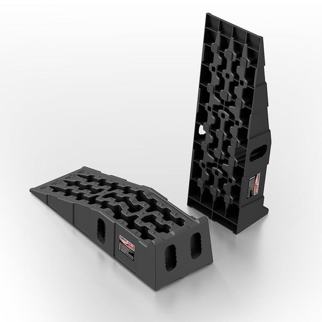 Heavy-Duty Vehicle Service Ramps - 1 Pair Professional Auto Maintenance Lifts for Trucks & SUVs, High-Lift Tire Ramps for Underbody Oil Change, Integrated Support for Jack Stands