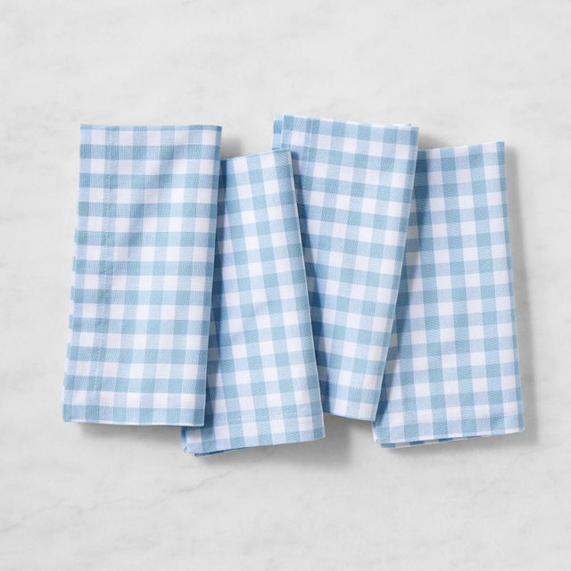 AERIN Gingham Napkins, Set of 4, Light Blue