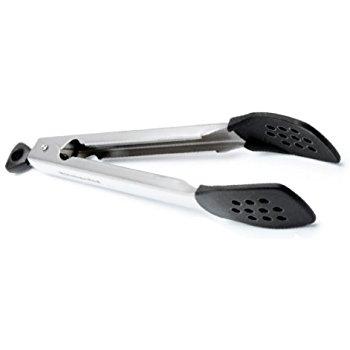 KitchenAid Silicone Tipped Stainless Steel Tongs, Black
