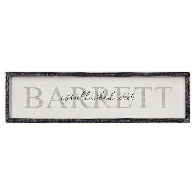 Family Name Personalized Long Blackwashed Barnwood Frame Wall Art